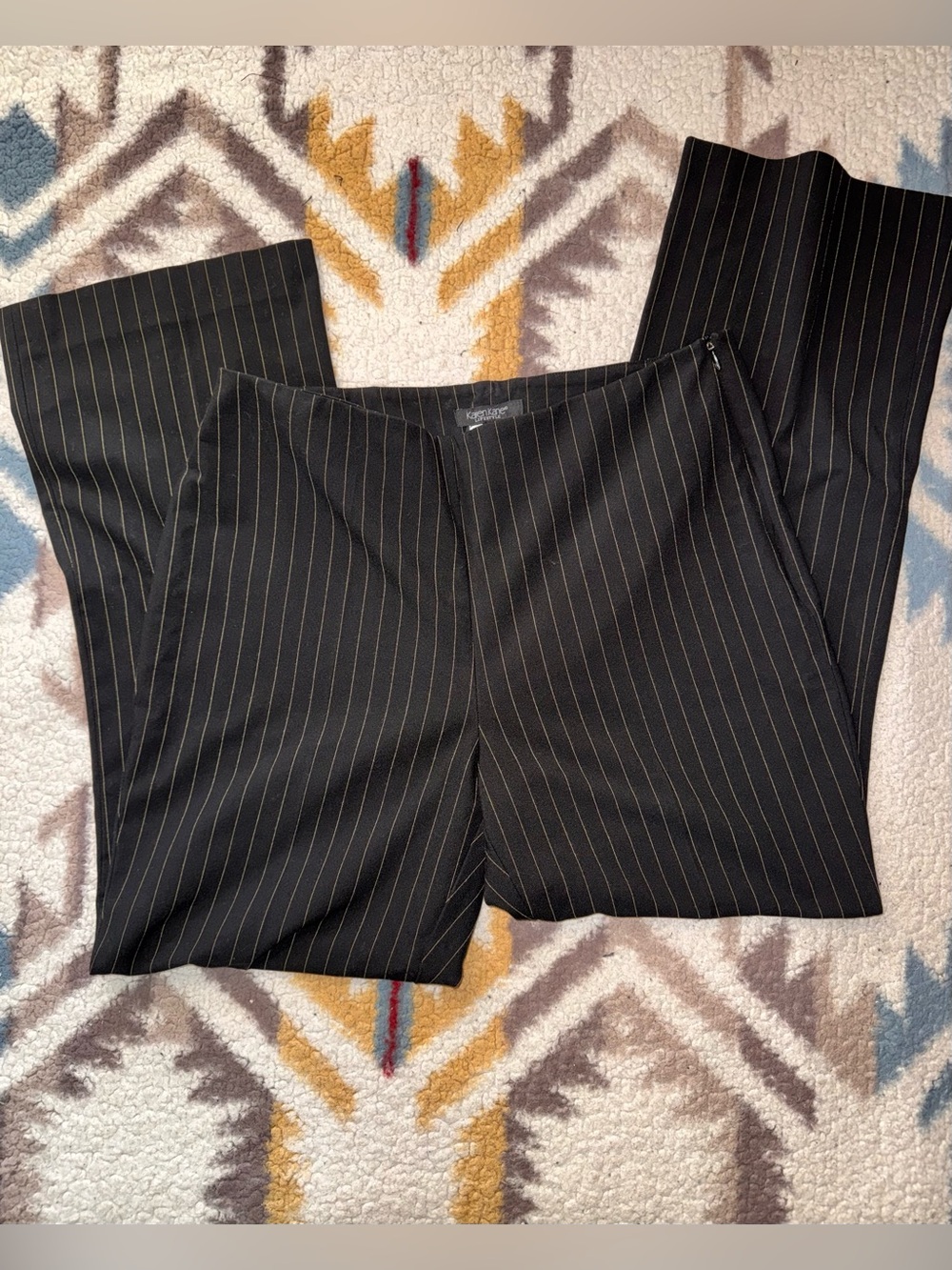 Karen Kane Black Pinstripe Wide-Leg Trousers
